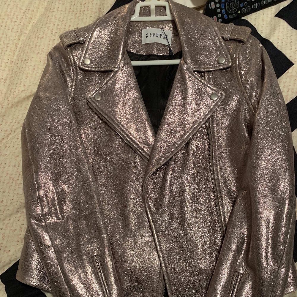Brand New Claudie Pierlot Silver Jean Jacket